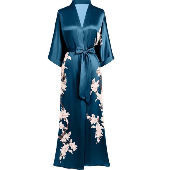 BABEYOND Kimono Robe Cover up with Box Long Floral Satin Sleepwear Silky Bathrob - Picture 3 of 16